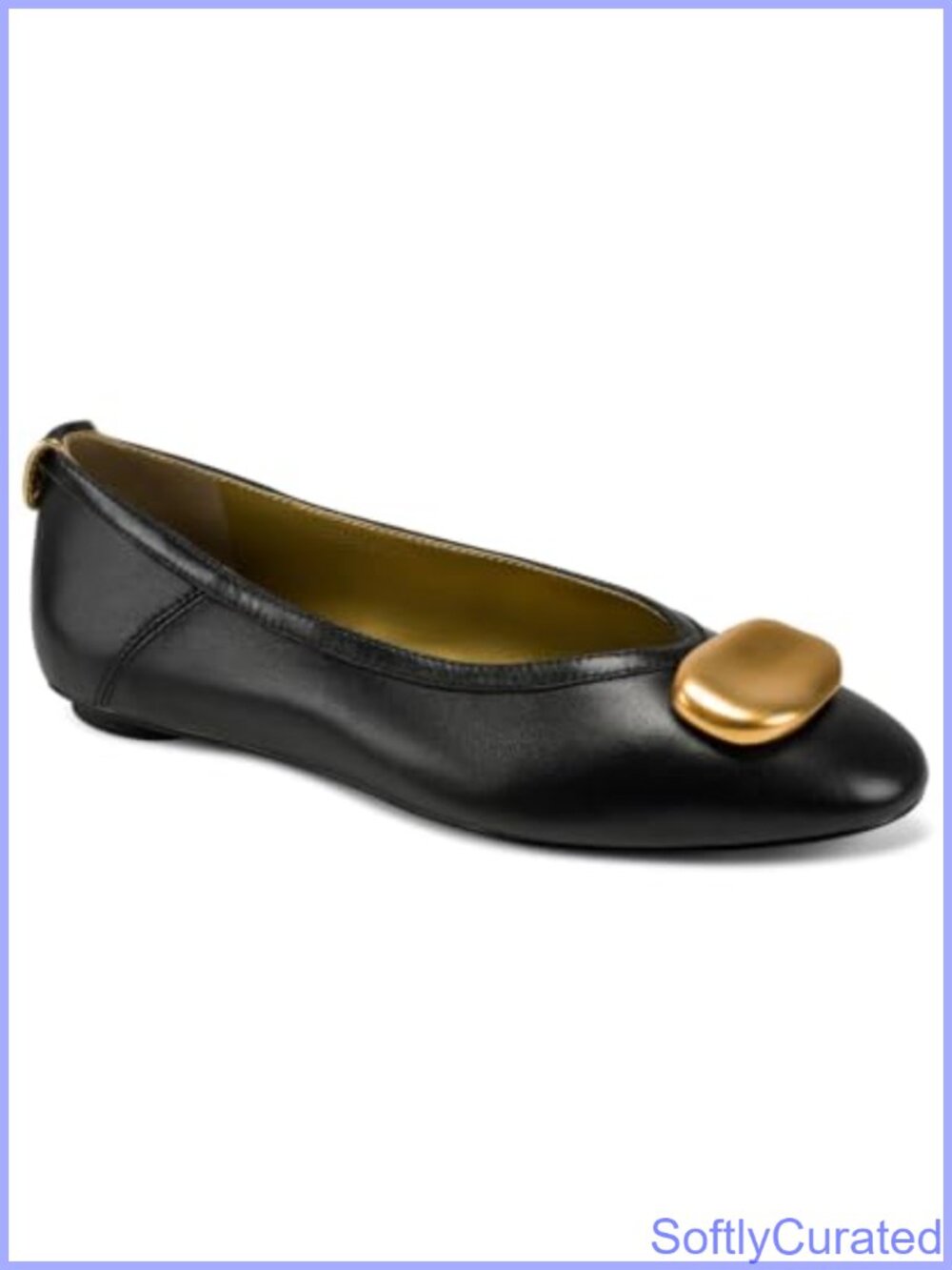 Leather Round Toe Ballet Flat Slip-On Business Casual Shoe